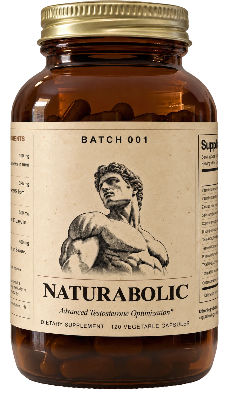 NATURABOLIC — Batch 001 bottle. Packaging render.